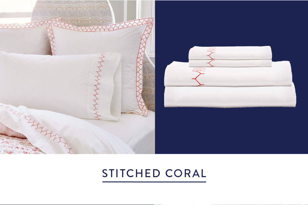 Stitched Coral Organic Sheet Set