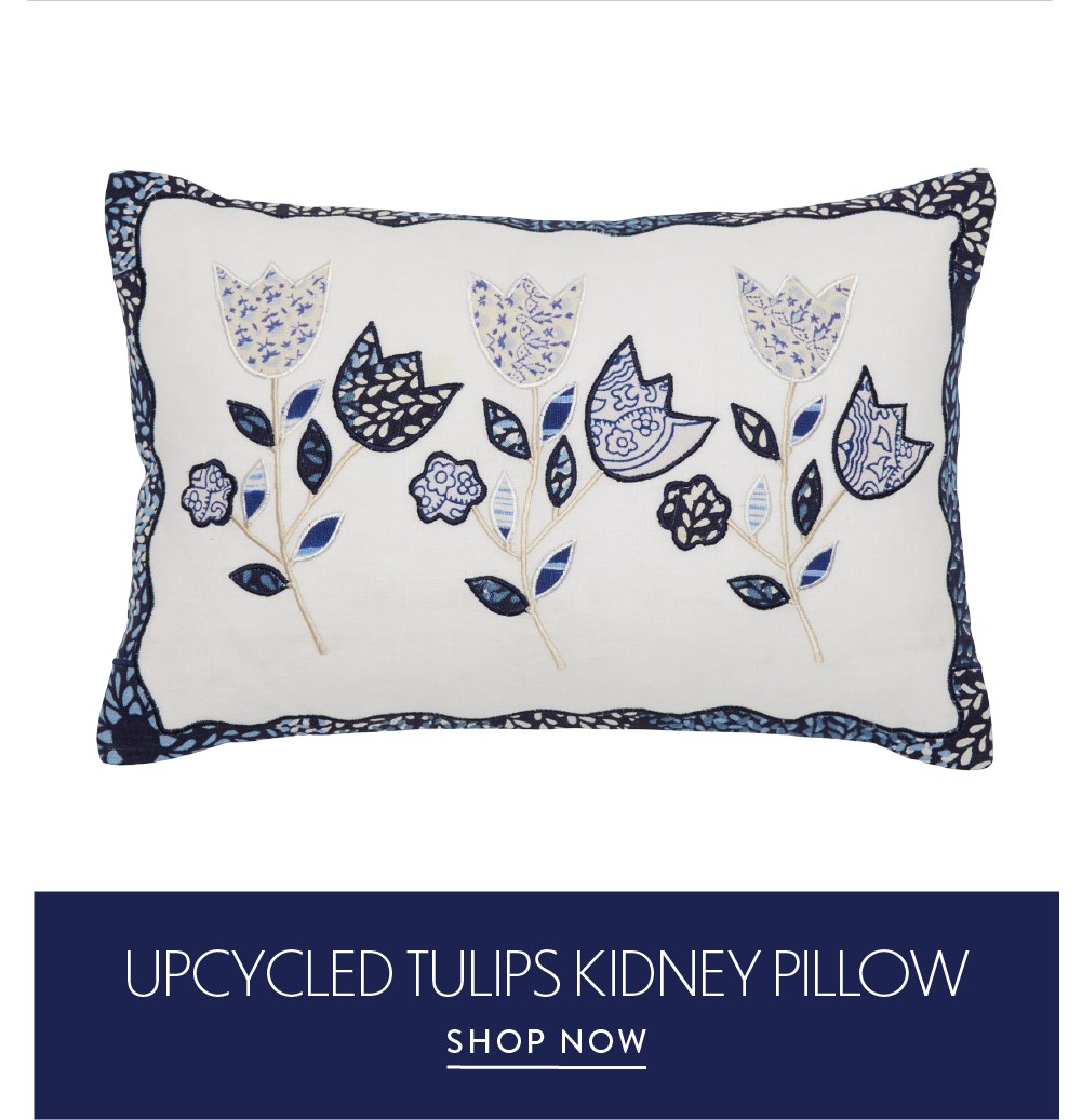 Upcycled Tulips Kidney Pillow