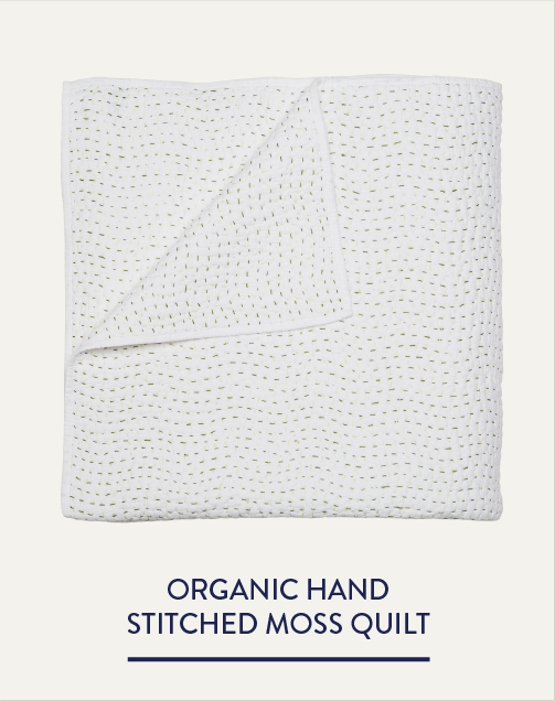 Organic Hand Stitched Moss Quilt