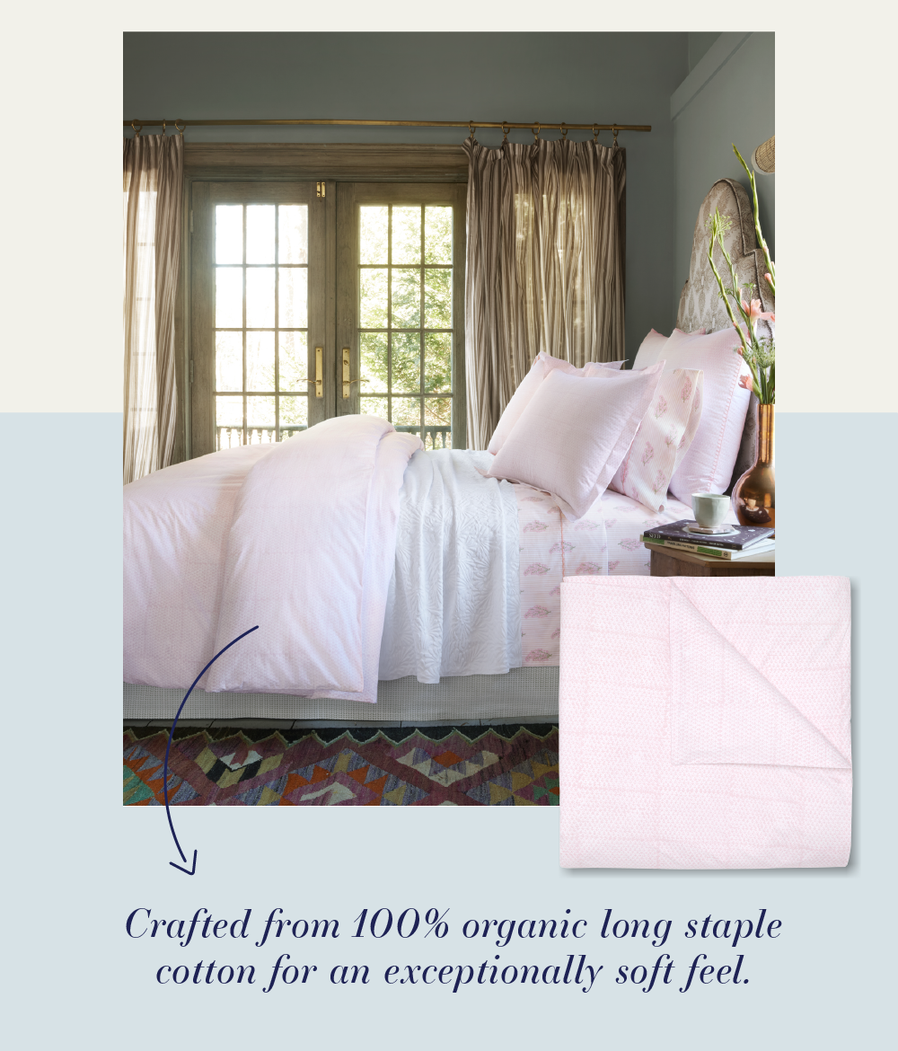 Crafted from 100% organic long staple cotton for an exceptionally soft feel.