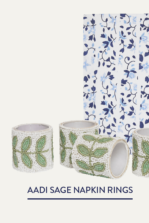 Aadi Sage Beaded Napkin Rings (Set of 4)