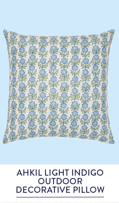 Akhil Light Indigo Outdoor Decorative Pillow