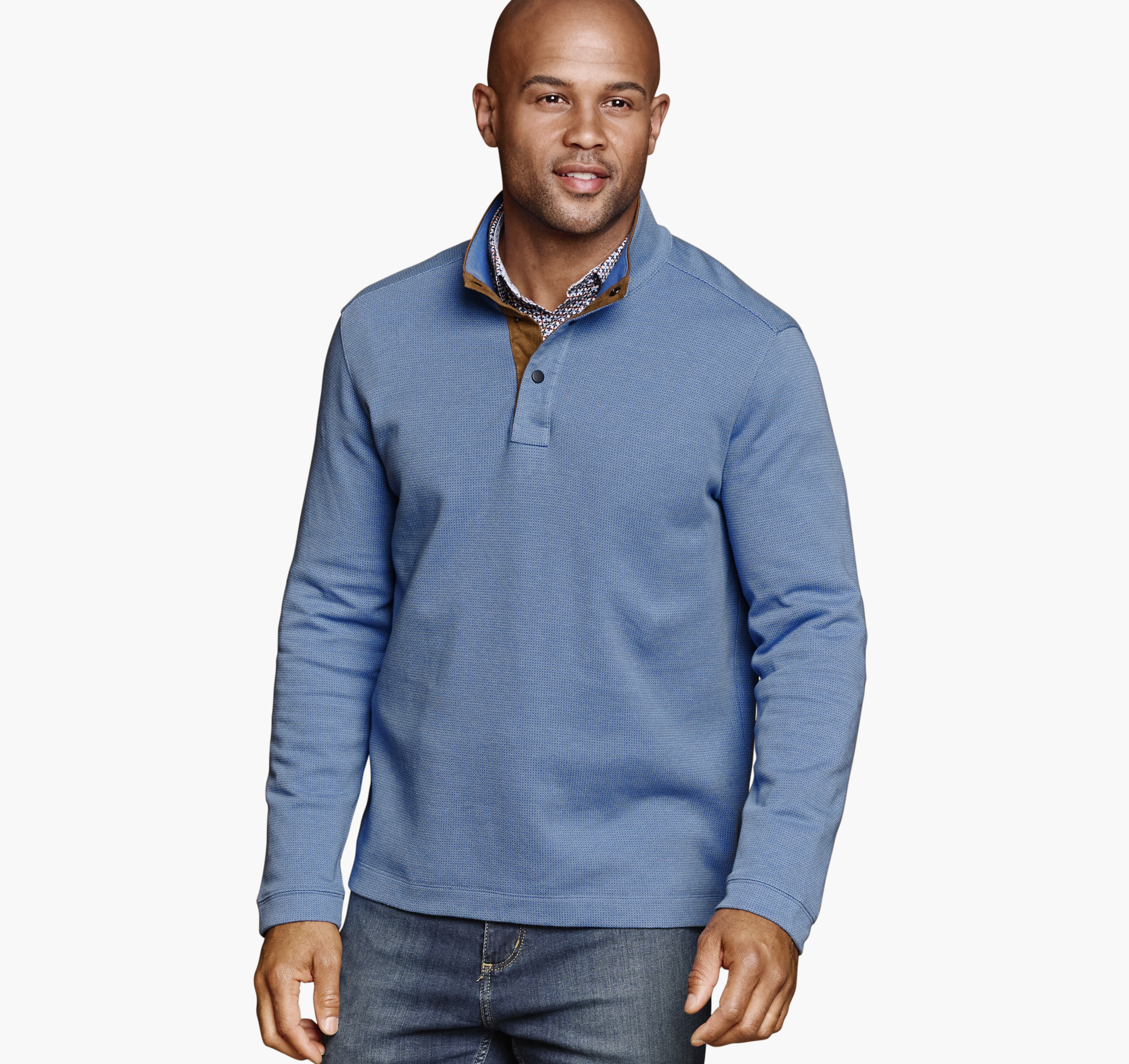 Image: Knit Jacquard Quarter-Snap Pullover