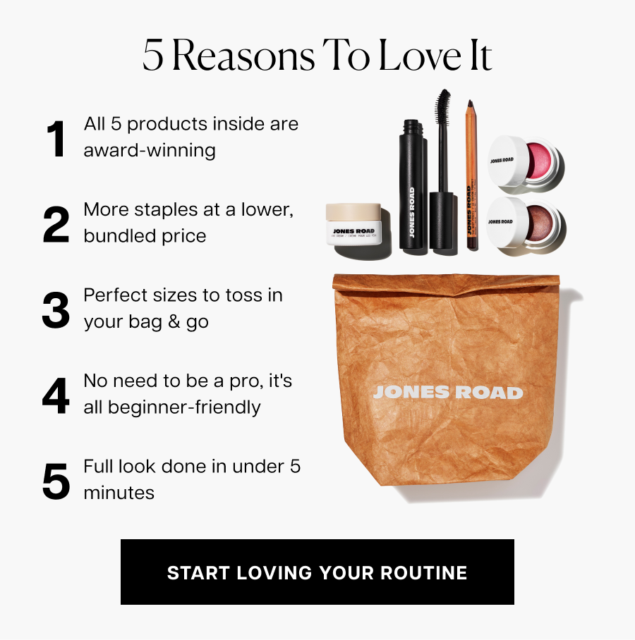 1 All 5 products inside are award-winning 2 More staples at a lower, bundled price 3 Perfect sizes to toss in your bag & go 4 No need to be a pro, it's all beginner-friendly 5 Full look done in under 5 minutes