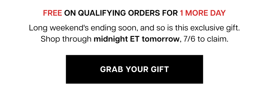 Free on qualifying orders for 1 more day