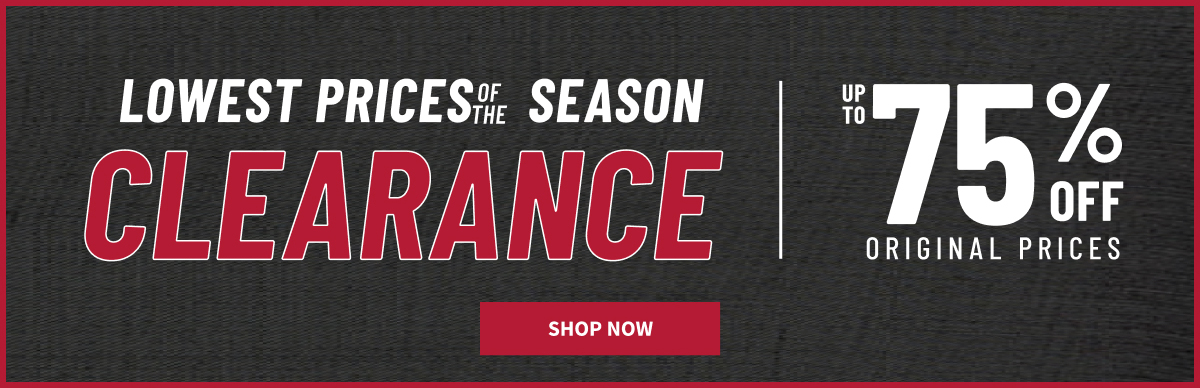 Lowest Prices of the Season Clearance. Up to 75% Off Original Prices. Shop now. Excludes custom. While supplies last.Select sizes, styles, and colors. See terms.