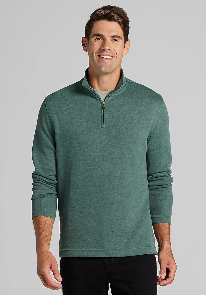 Jos A Bank Comfort Stretch Tailored Fit French Rib 1/4 Zip Pullover - Big & Tall CLEARANCE