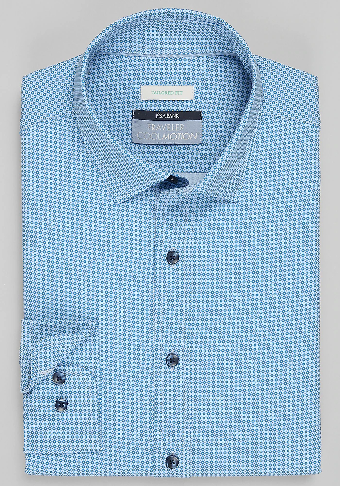 Traveler® Collection Tailored Fit Square Grid 4-Way Stretch Sportshirt CLEARANCE