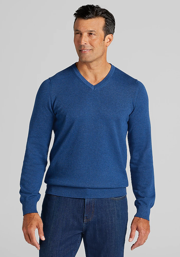 Jos. A. Bank Tailored Fit Pima Cotton V-Neck Sweater - Big & Tall CLEARANCE