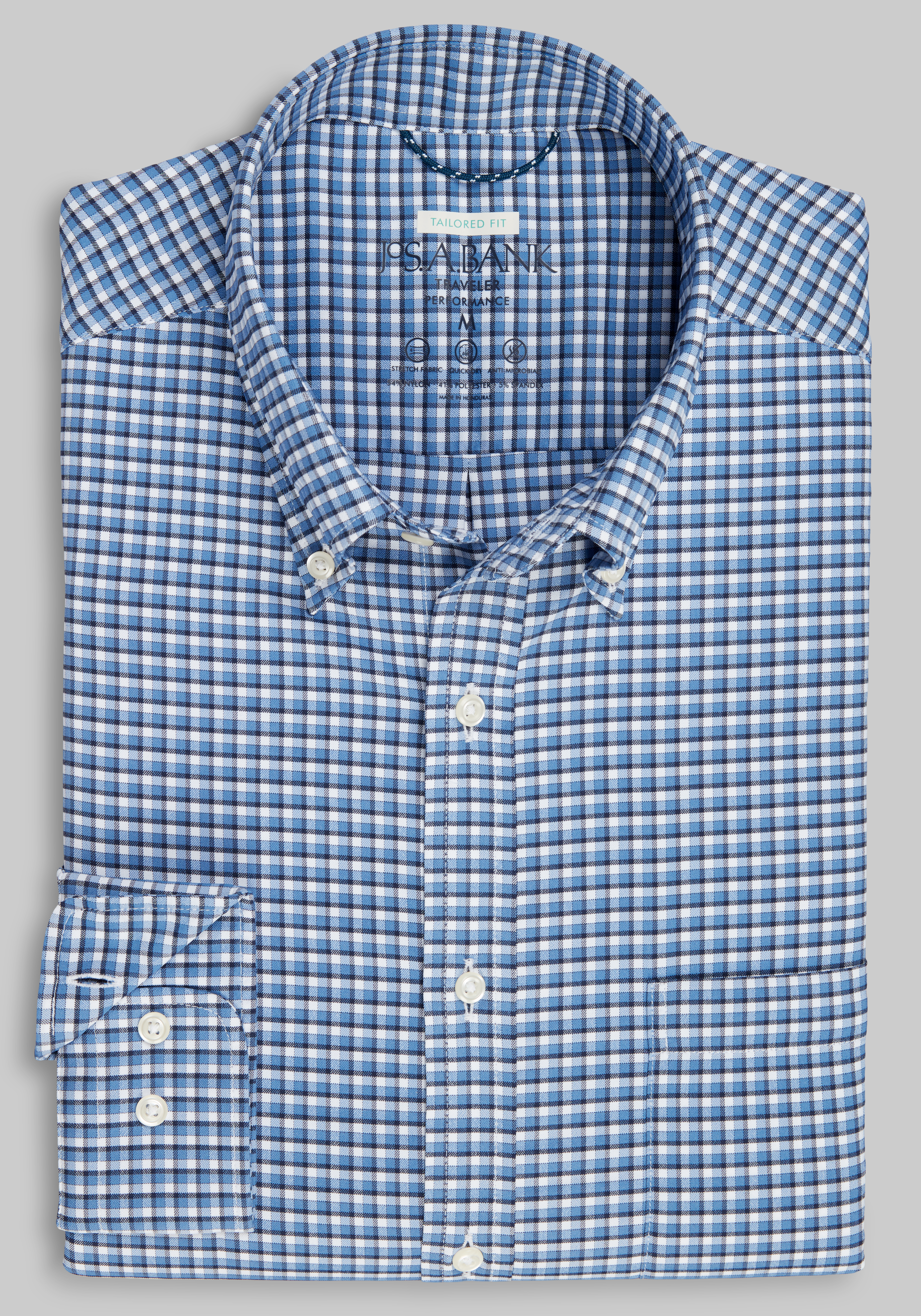 Traveler® Collection Tailored Fit Gingham Sportshirt - Big & Tall CLEARANCE