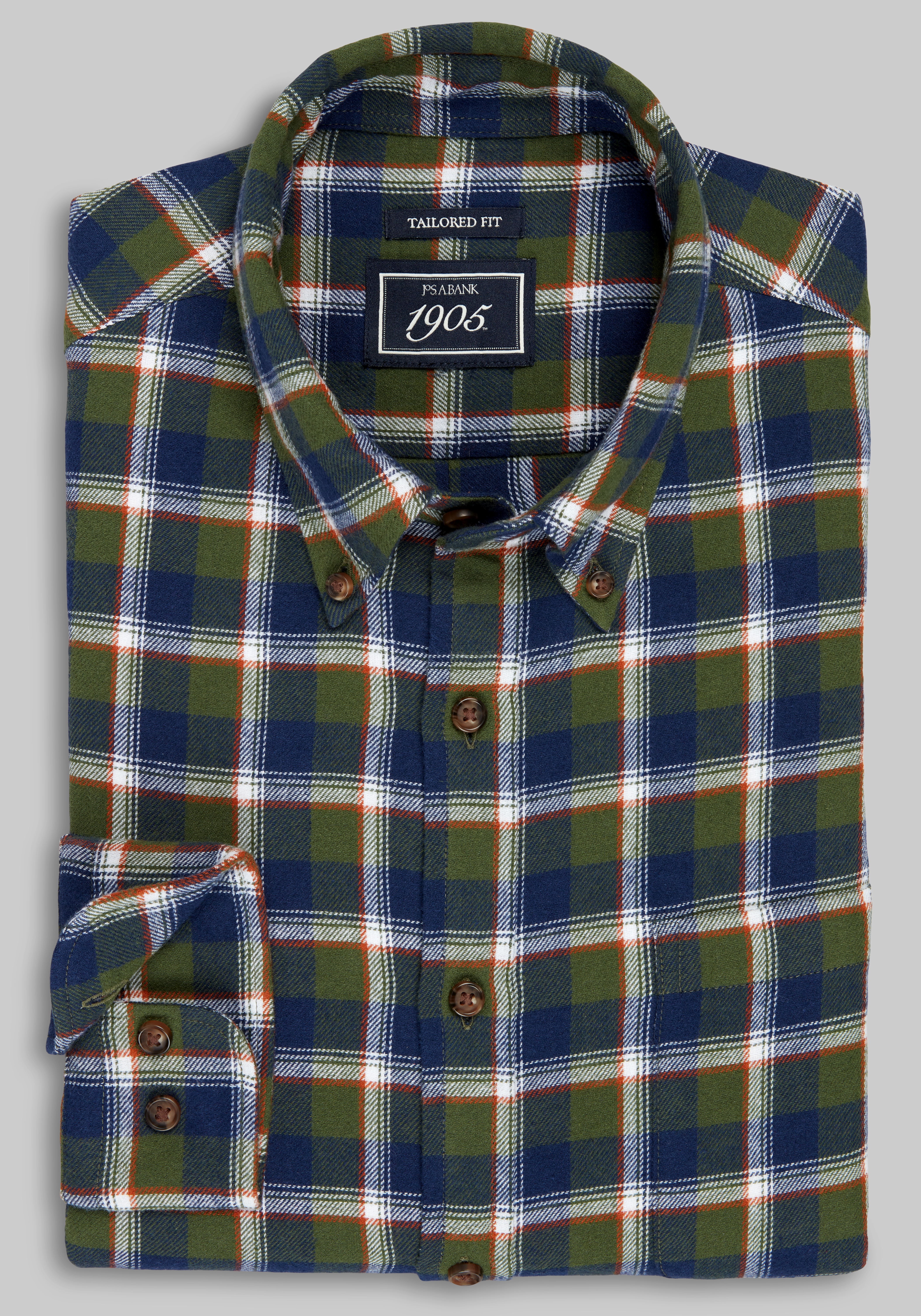 1905 Collection Tailored Fit Large Check Flannel Sportshirt CLEARANCE