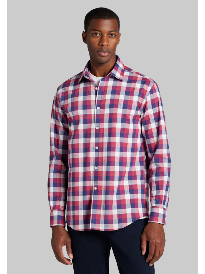 Jos. A. Bank Tailored Fit Buffalo Check Spread Collar Sportshirt CLEARANCE