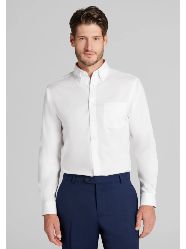 Traveler® Collection Slim Fit Button-Down Collar Solid Dress Shirt