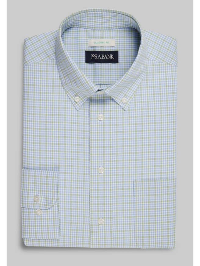 Jos. A. Bank Tailored Fit Button-Down Collar Plaid Dress Shirt CLEARANCE
