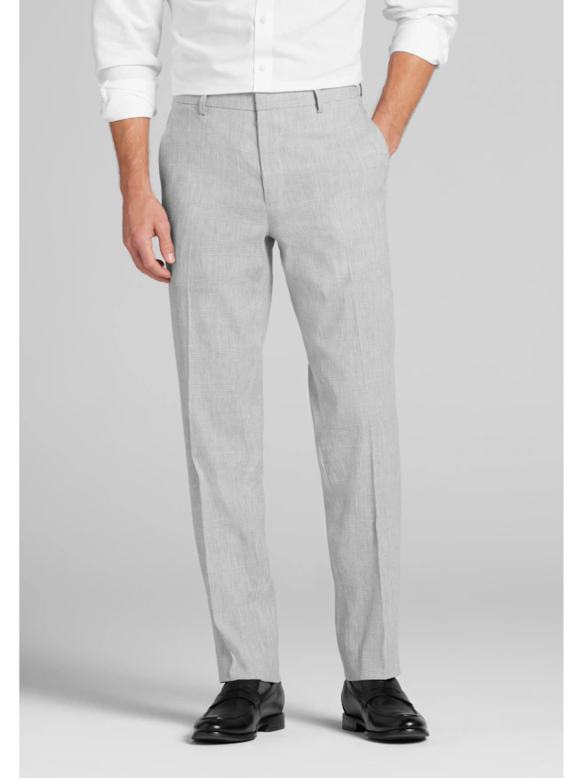 Jos. A. Bank Comfort Stretch Slim Fit Linen Blend Plaid Suit Separates Pants
