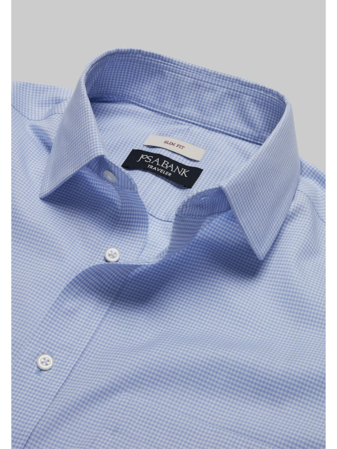 Traveler® Collection Slim Fit Spread Collar Gingham Dress Shirt