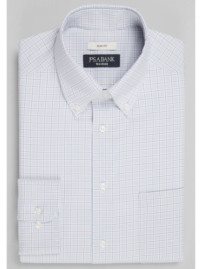 Traveler® Collection Slim Fit Button-Down Collar Check Dress Shirt CLEARANCE