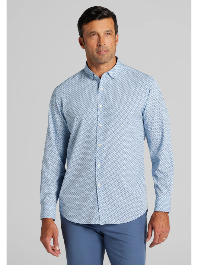 Traveler® COOL<i>MOTION</i> Tailored Fit Sunburst Circle 4-Way Stretch Button Up Shirt