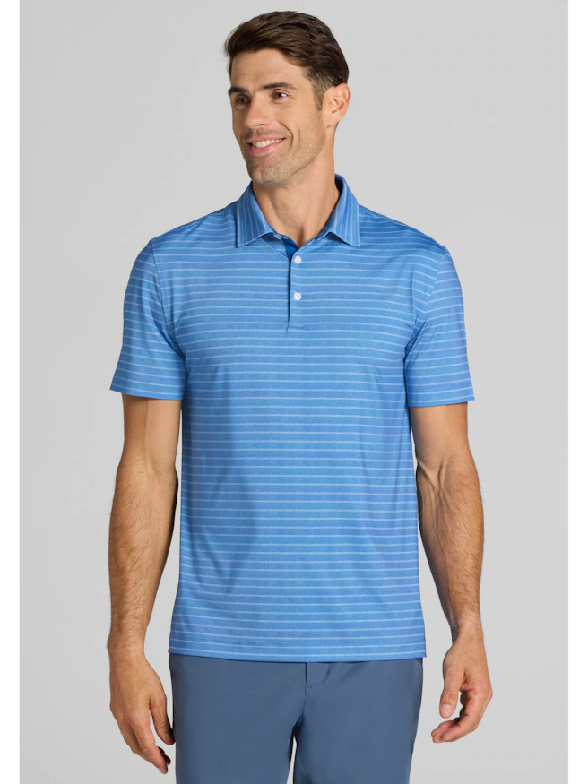 Traveler® Performance Tailored Fit Birdseye Stripe Polo