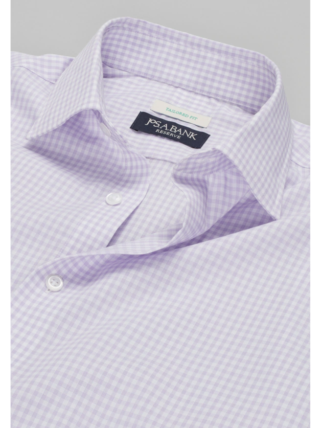 Reserve Collection Tailored Fit Spread Collar Gingham Dress Shirt