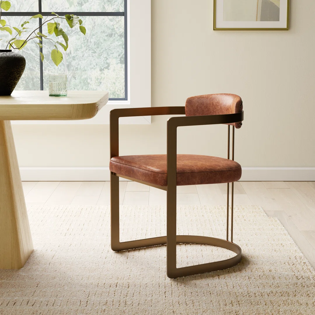 Bradley Genuine Leather Upholstered Arm Chair