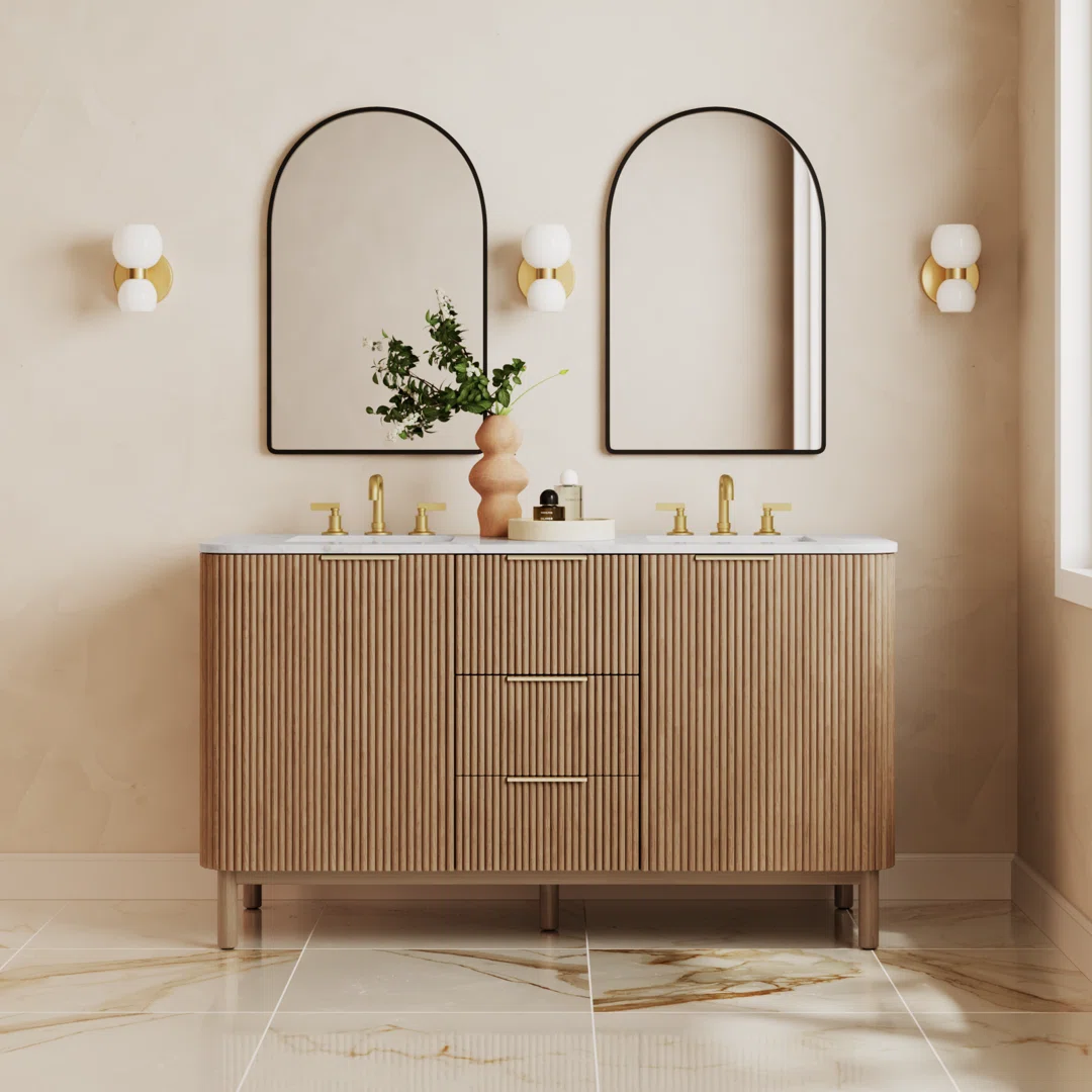 Nova 60" Marble Top Double Sink Bathroom Vanity
