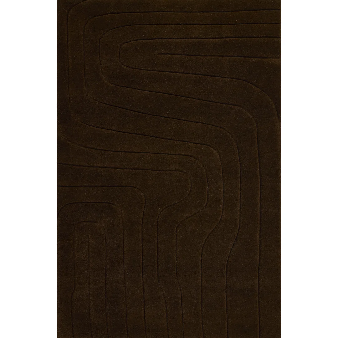 Aelin Wavy Hand Tufted Wool Brown Area Rug