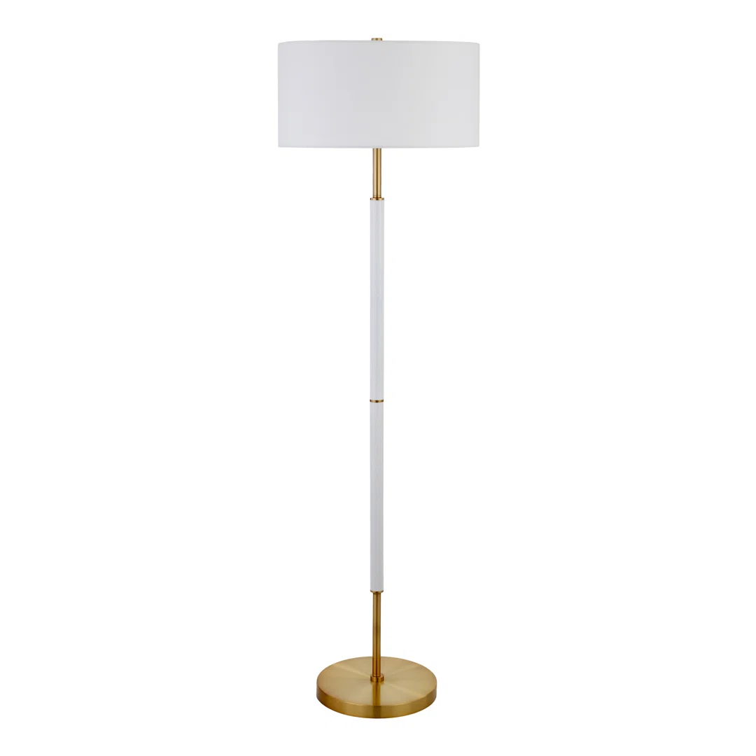 Olie 62 Inch Two-Tone Floor Lamp Fabric Drum Shade