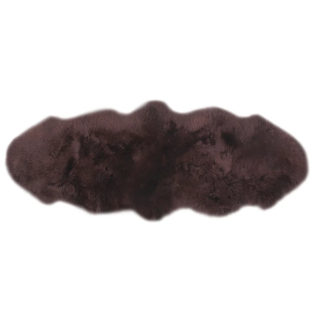 Dunmore Handmade Sheepskin Dark Brown Area Rug