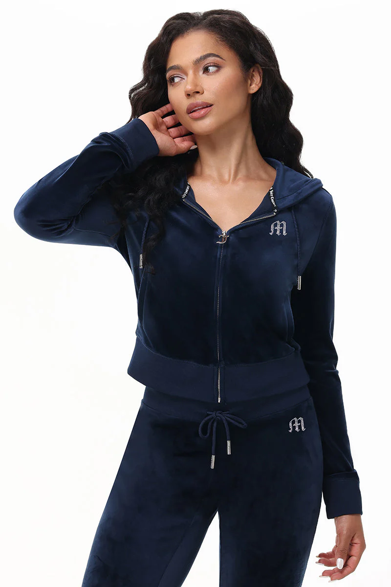 Image of Custom Initial OG Big Bling Velour Hoodie