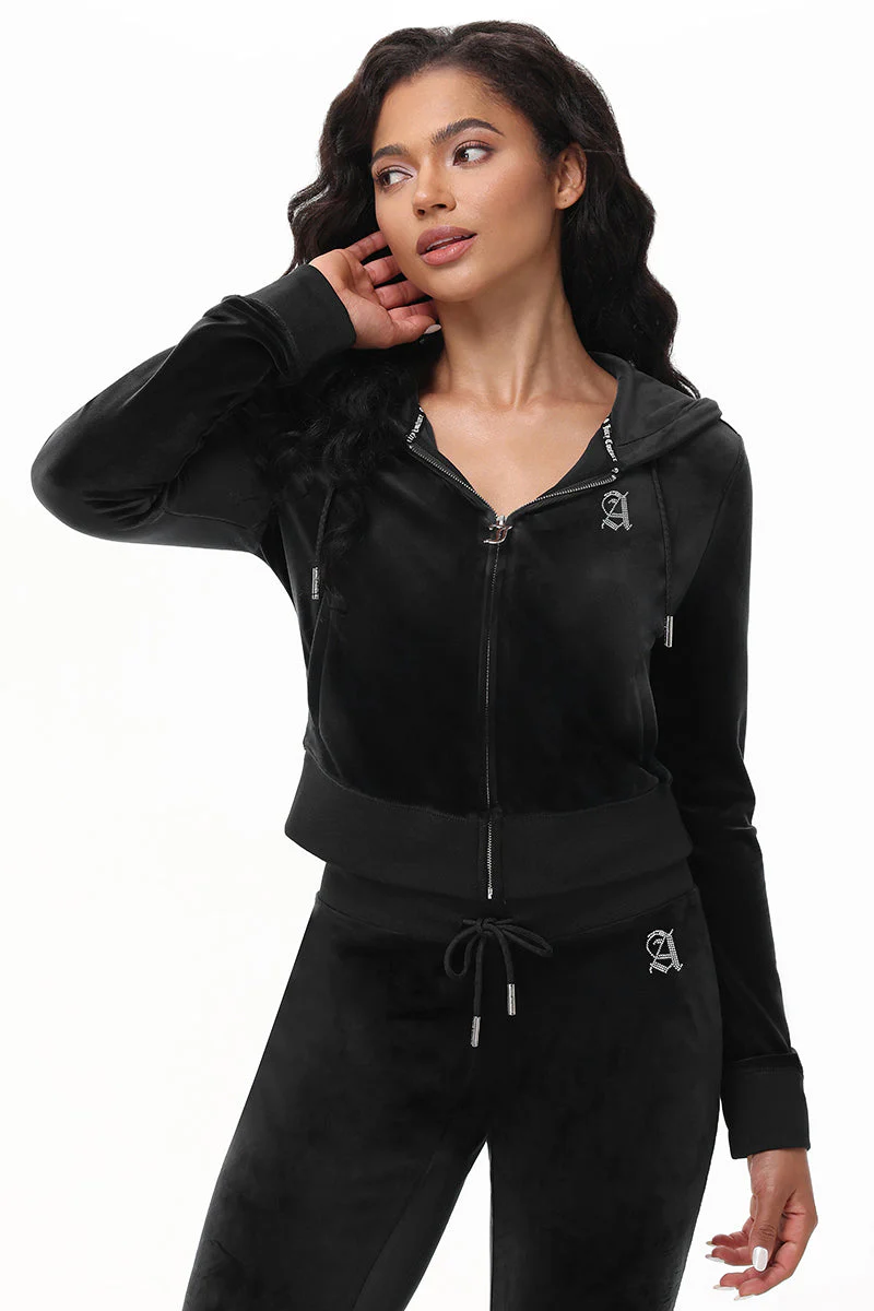 Image of Custom Initial OG Big Bling Velour Hoodie