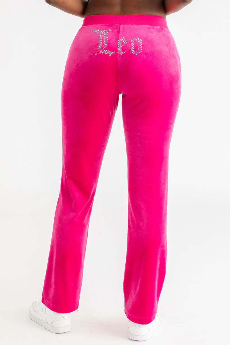 Image of Leo Customizable Big Bling Velour Track Pants
