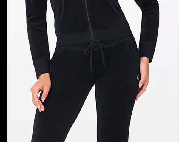 Hollywood Scottie Snap Pocket Cotton Velour Track Pants