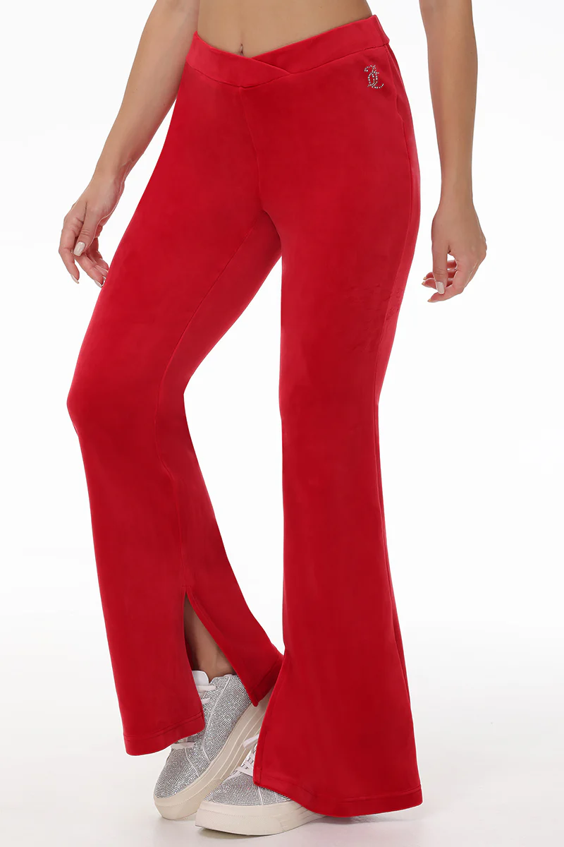 Image of Velour Flare Pant With Slit