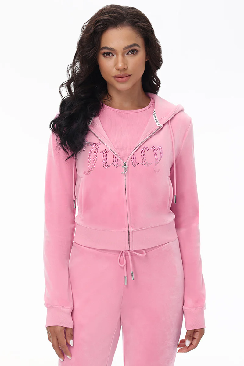 Image of Front Ombre Big Bling Velour Hoodie
