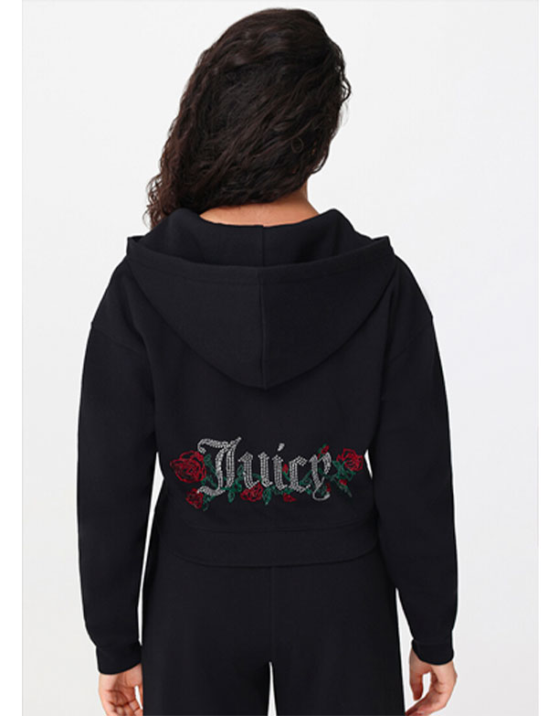 Roses Cropped Zip Front Hoodie