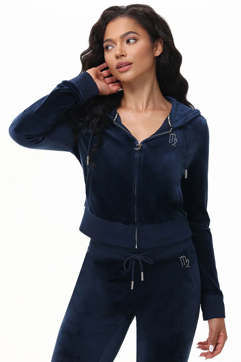 Image of Custom Zodiac OG Big Bling Velour Hoodie