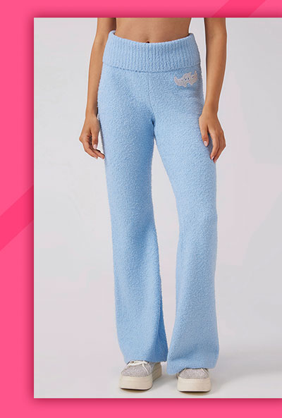 Angel Couture Knit Fold Over Wide Leg Pants