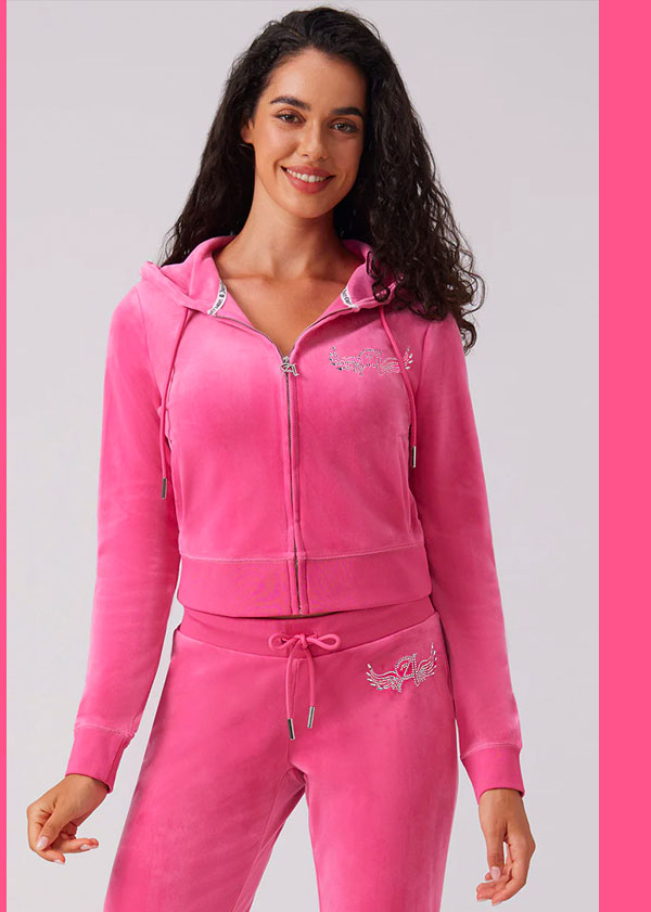 Angel Couture Big Bling Velour Hoodie –&nbsp;Bubblegum