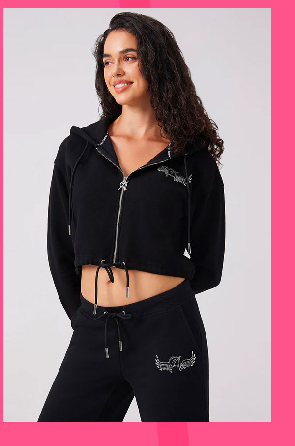 Angel Couture Cropped Fleece Hoodie – Liquorice