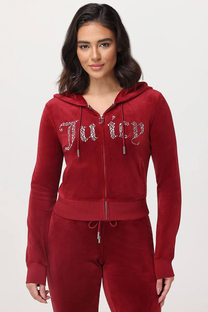 Image of Front Mixed Crystals Velour Hoodie