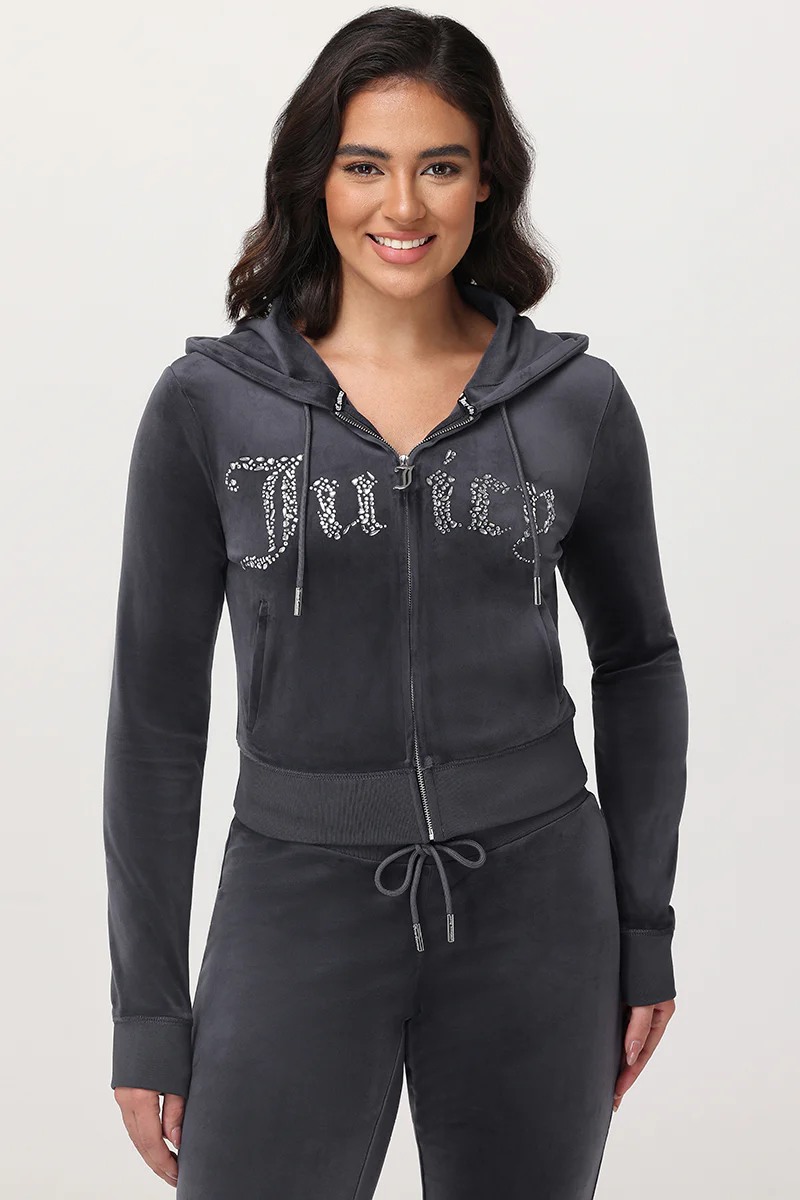 Image of Front Mixed Crystals Velour Hoodie