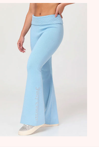 Fold Over Knit Wide Leg Pants