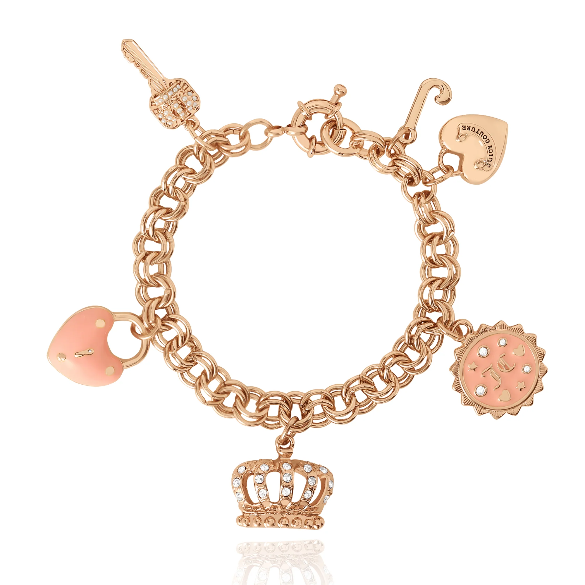 Image of Pink Charm Bracelet with Pave Accents