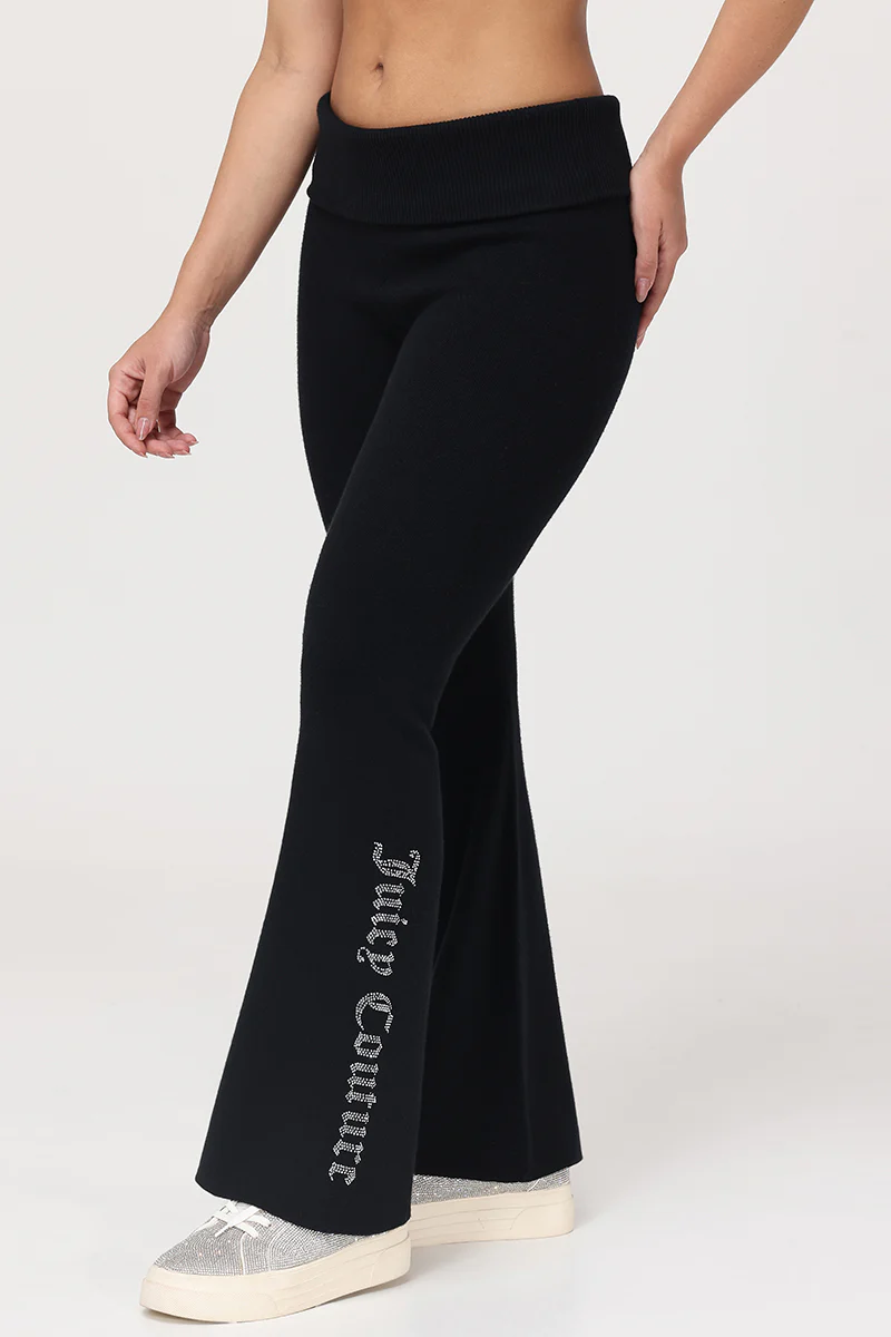 Image of Fold Over Knit Wide Leg Pants
