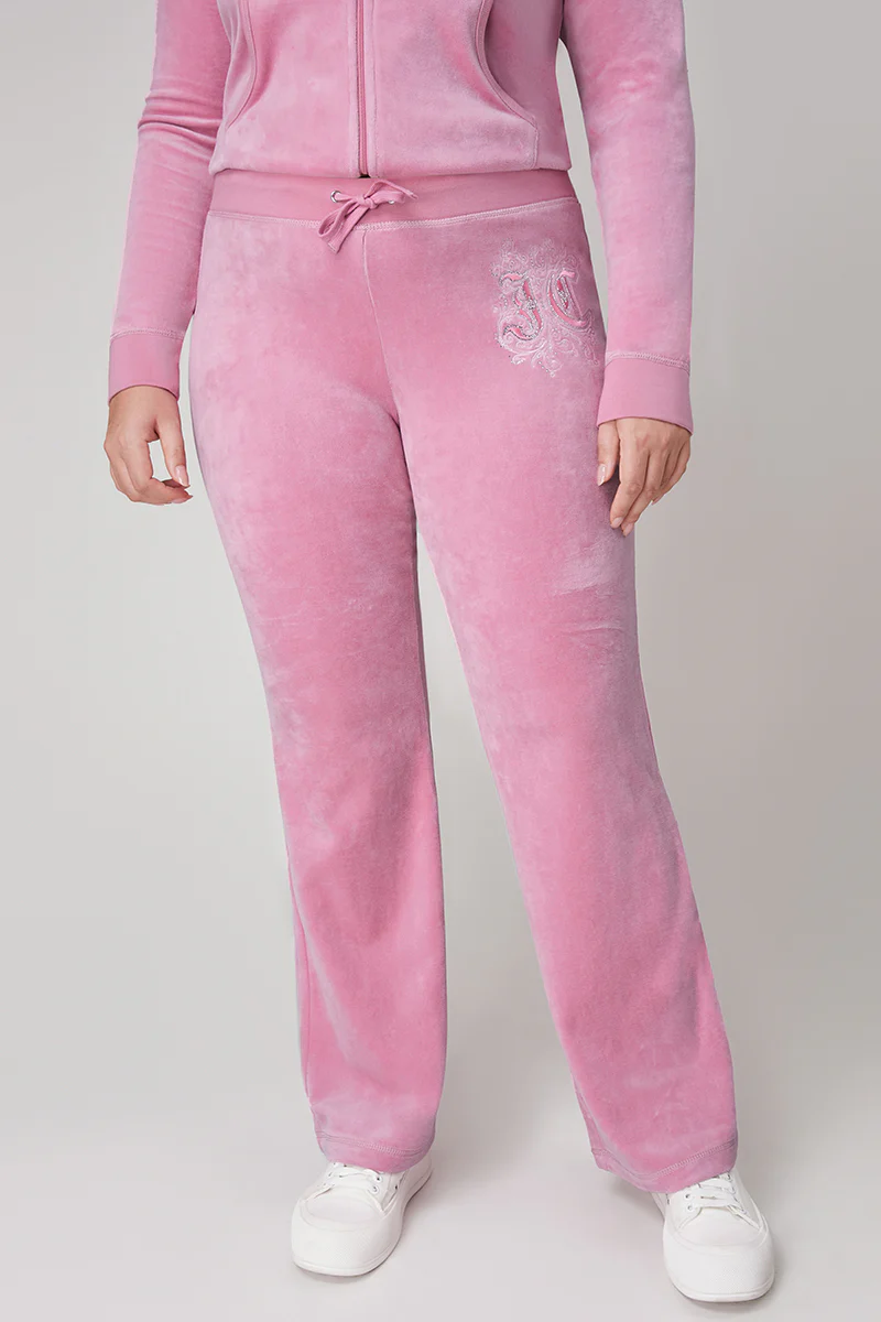 Image of Plus-Size Monogram Heritage Cotton Velour Track Pants