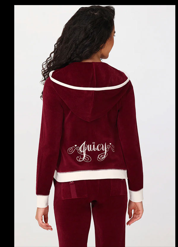 Sweetheart Cotton Velour Hoodie – Red Dahlia