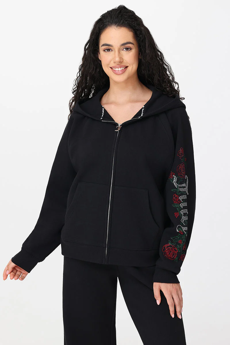 Image of Roses Oversized Zip Front Hoodie