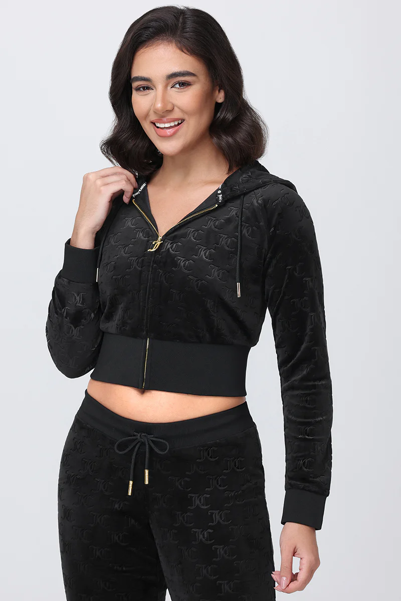 Image of Embossed Velour Corset Hoodie
