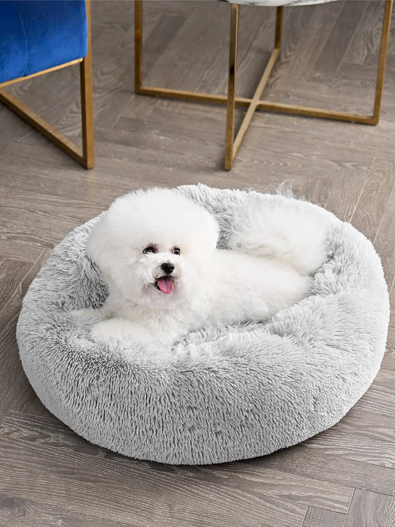 Devon Faux Fur Pet Bed in Heather Grey